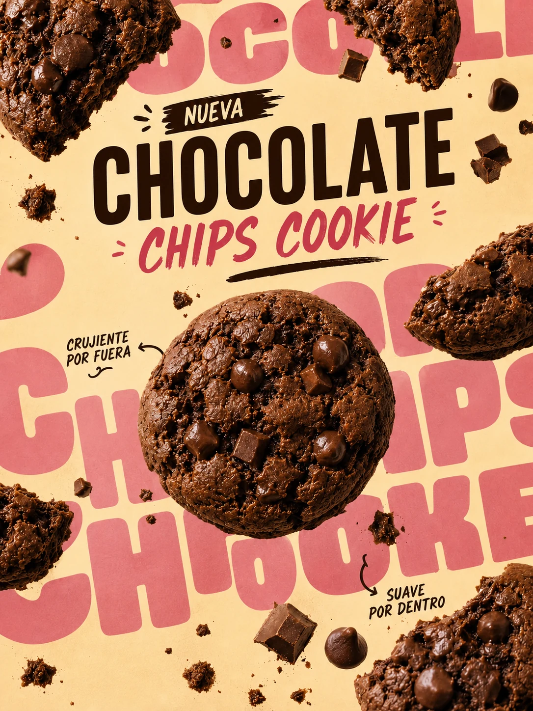 Campaña gráfica limpia de la galleta Double Chocolate